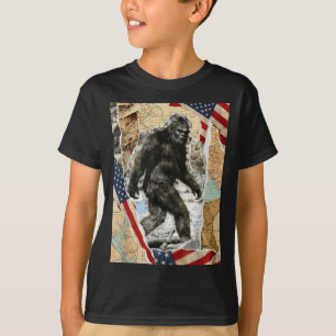 Bigfoot USA Amerikanische Flagge Sasquatch patriot T-Shirt