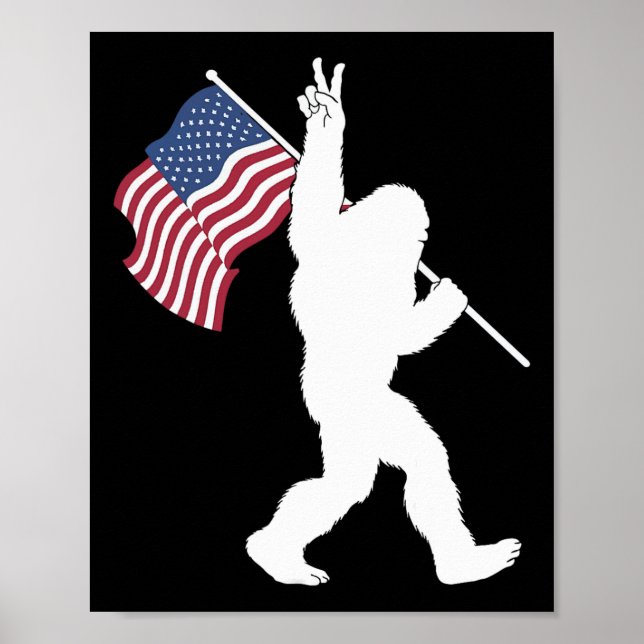 Bigfoot Usa Flag  Poster (Vorne)