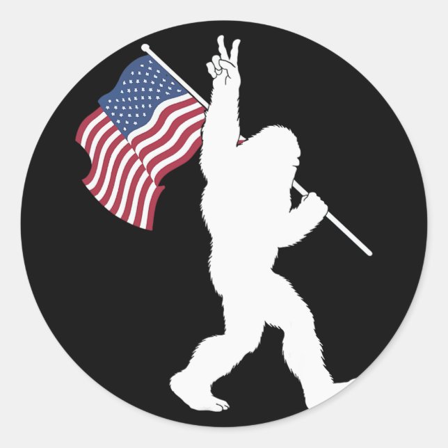 Bigfoot USA-Flagge  Runder Aufkleber (Vorderseite)