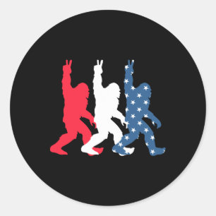 Bigfoot USA-Flagge - Unabhängigkeitstag - Patrioti Runder Aufkleber