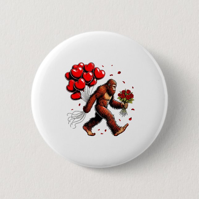 Bigfoot Valentines Day Funny Sasquatch Hearts Love Button (Vorderseite)