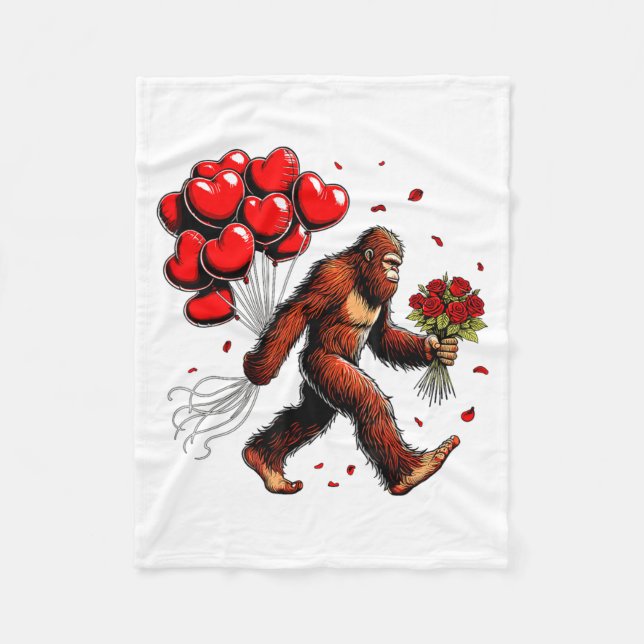 Bigfoot Valentines Day Funny Sasquatch Hearts Love Fleecedecke (Vorderseite)