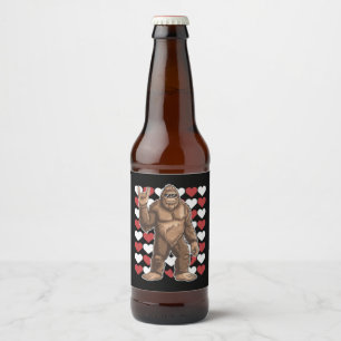 Bigfoot Valentinstag Funny Hearts Sasquatch Liebe Bierflaschenetikett