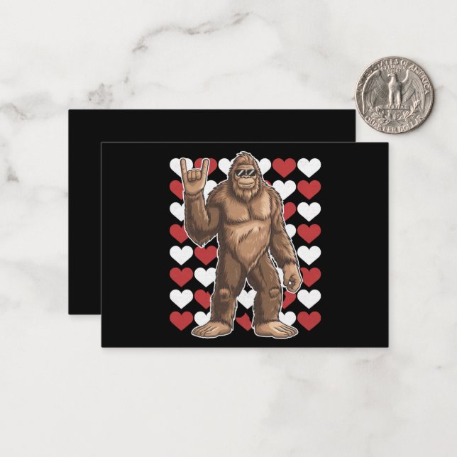 Bigfoot Valentinstag Funny Hearts Sasquatch Liebe Mitteilungskarte (Vorderseite/Rückseite Beispiel)