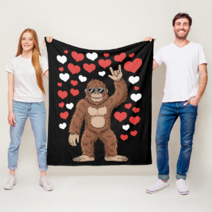 Bigfoot Valentinstag Lustige Herzen Sasquatch Fleecedecke