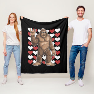 Bigfoot Valentinstag Lustige Herzen Sasquatch Lieb Fleecedecke