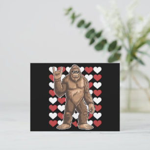 Bigfoot Valentinstag Lustige Herzen Sasquatch Lieb Postkarte