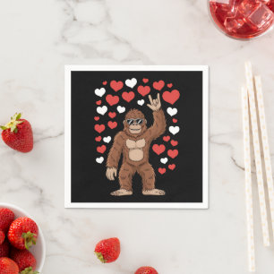 Bigfoot Valentinstag Lustige Herzen Sasquatch Serviette