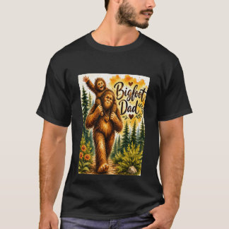 Bigfoot-Vater-Wasserfarbe-Sasquatch-Vater-Wald T-Shirt