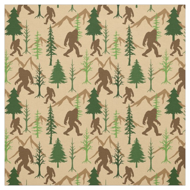 Bigfoot Verstecken im Wald Sasquatch Gemustert Stoff (Muster)