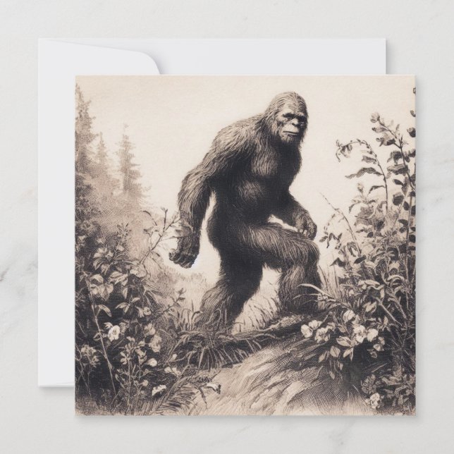 Bigfoot Vintag Illustration Folklore Karte (Vorderseite)
