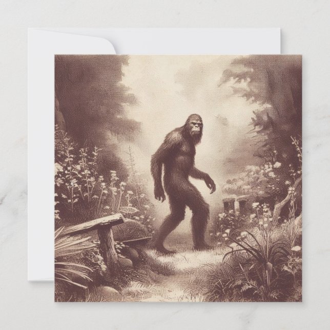 Bigfoot Vintag Illustration Folklore Karte (Vorderseite)