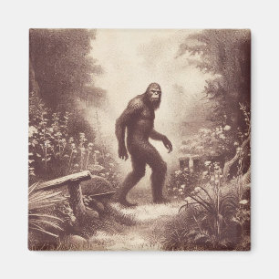 Bigfoot Vintag Illustration Folklore Magnet