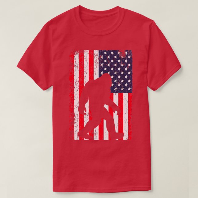 Bigfoot Vintage amerikanische Flagge T-Shirt (Design vorne)