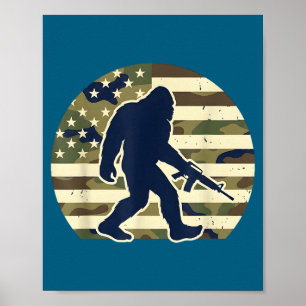Bigfoot-Waffenbesitzer-Tarn-US-amerikanische-Flagg Poster