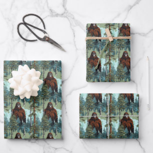 Bigfoot-Wald-Starren Gruselig Geschenkpapier Set