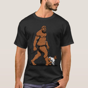 Bigfoot Walking Boston Terrier Shirt, Dog Walker T-Shirt