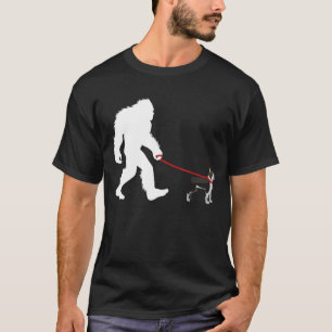 Bigfoot Walking Boston Terrier T-Shirt