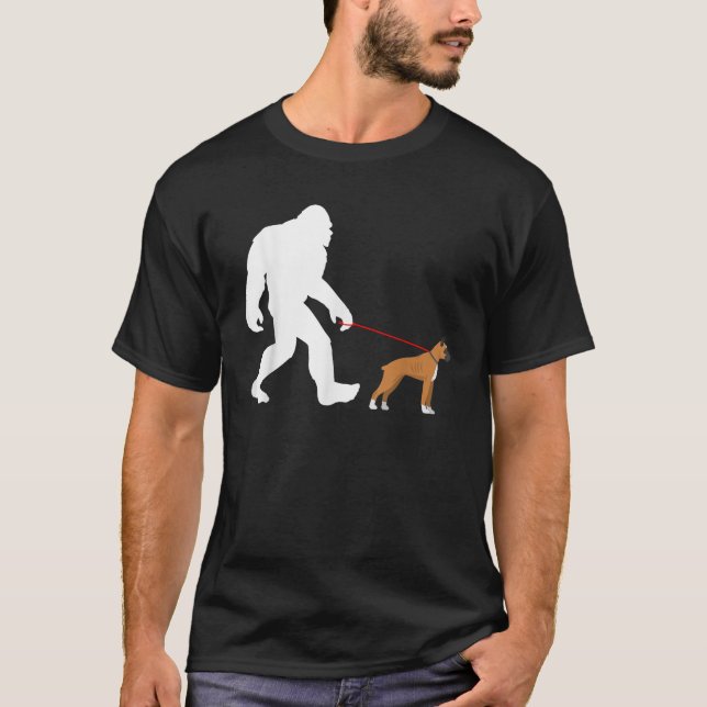 Bigfoot Walking Boxer Dog Thirt Sasquatch mit Bo T-Shirt (Vorderseite)