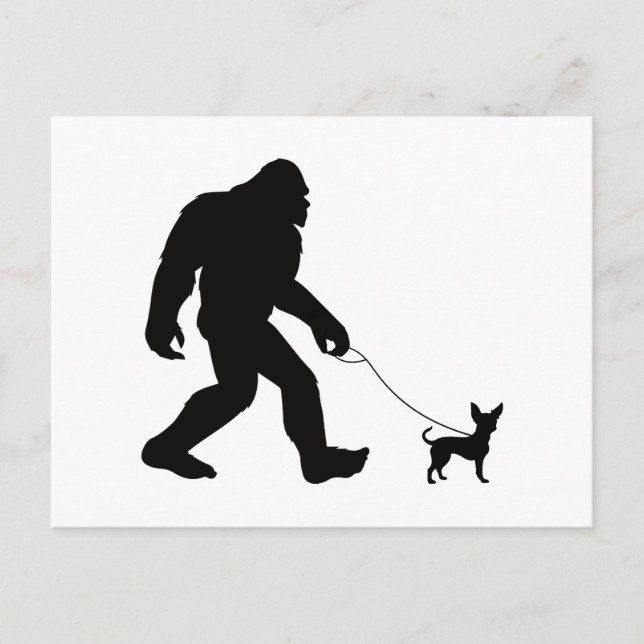 Bigfoot Walking Chihuahua Postkarte (Vorderseite)