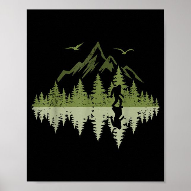 Bigfoot Walking Forest Sasquatch Woods Parks Men W Poster (Vorne)