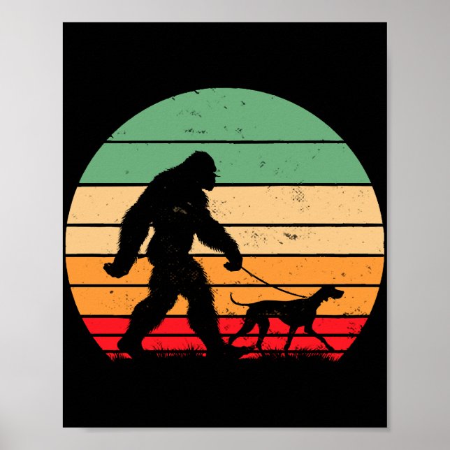 Bigfoot Walking German Kurzhaar Pointer Dog Vin Poster (Vorne)