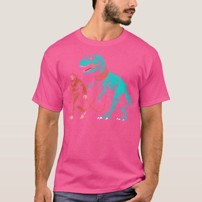 Bigfoot Walking The Dinosaur Sasquatch Walk T Rex T-Shirt (Vorderseite)
