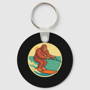 Bigfoot Wasserski Vintage Cryptid Beach Grafik Schlüsselanhänger