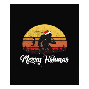 Bigfoot Weihnachten Santa Hut Fröhliche Fishmas Vi Fotodruck