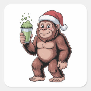 Bigfoot Weihnachten Sasquatch Matcha Liebhaber Quadratischer Aufkleber