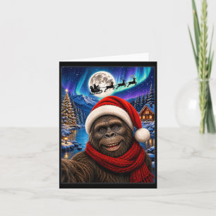 Bigfoot Weihnachten Selfie Vollmond Nacht Santa Karte