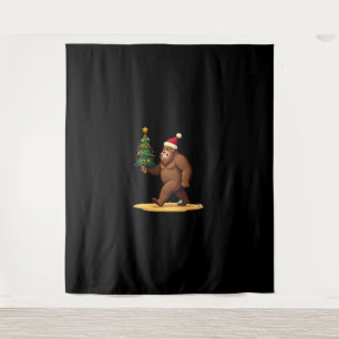 Bigfoot-Weihnachtsbaum-Santa-Hut (1) Wandteppich