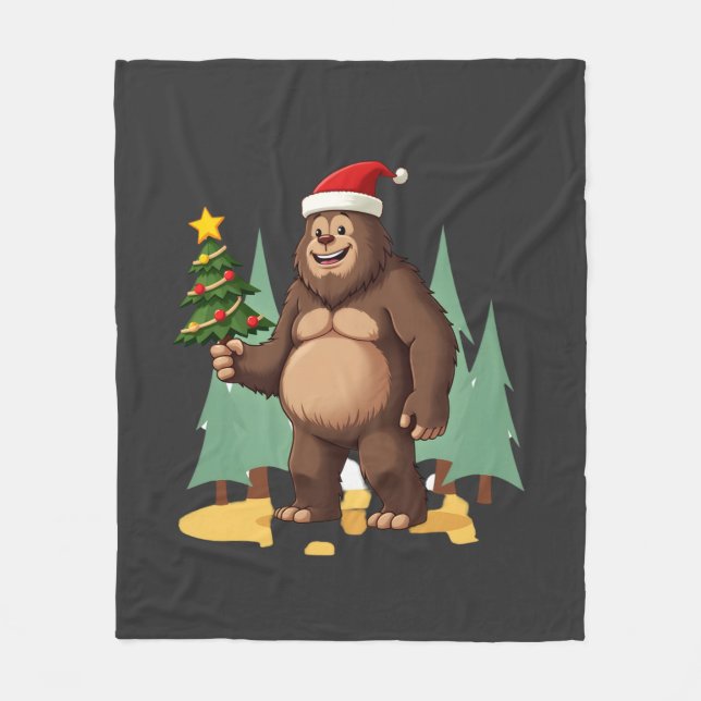 Bigfoot-Weihnachtsbaum-Santa-Hut (3) Fleecedecke (Vorderseite)