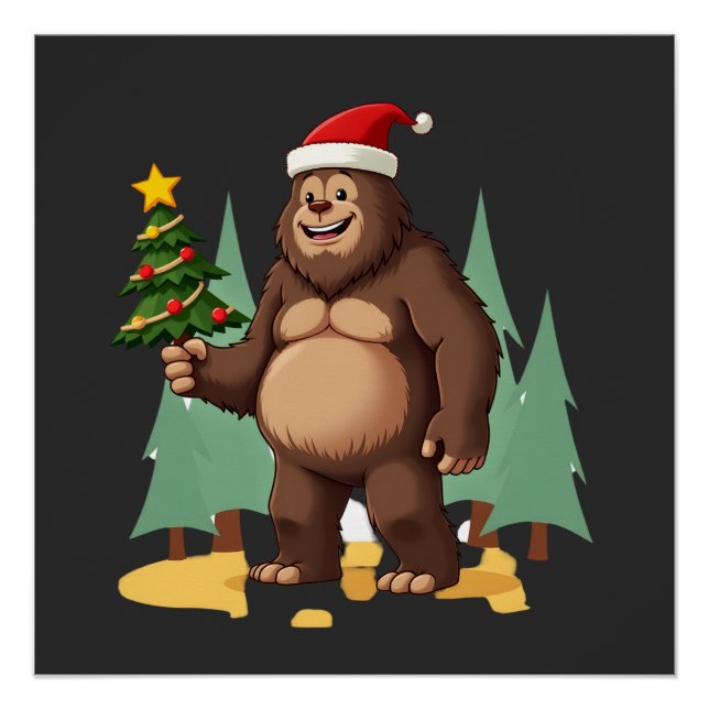 Bigfoot-Weihnachtsbaum-Santa-Hut (3) Poster (Vorderseite)