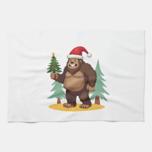Bigfoot-Weihnachtsbaum-Santa-Hut (4) Geschirrtuch