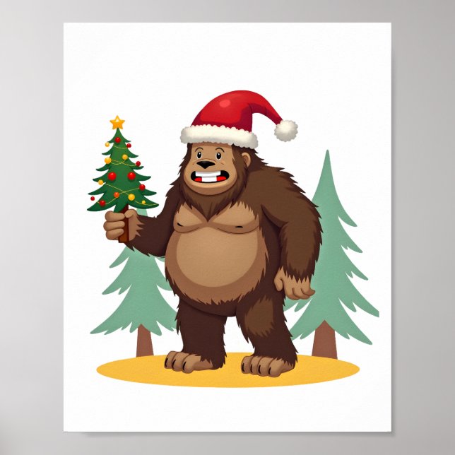 Bigfoot-Weihnachtsbaum-Santa-Hut (4) Poster (Vorne)
