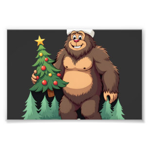 Bigfoot-Weihnachtsbaum-Santa-Hut Fotodruck