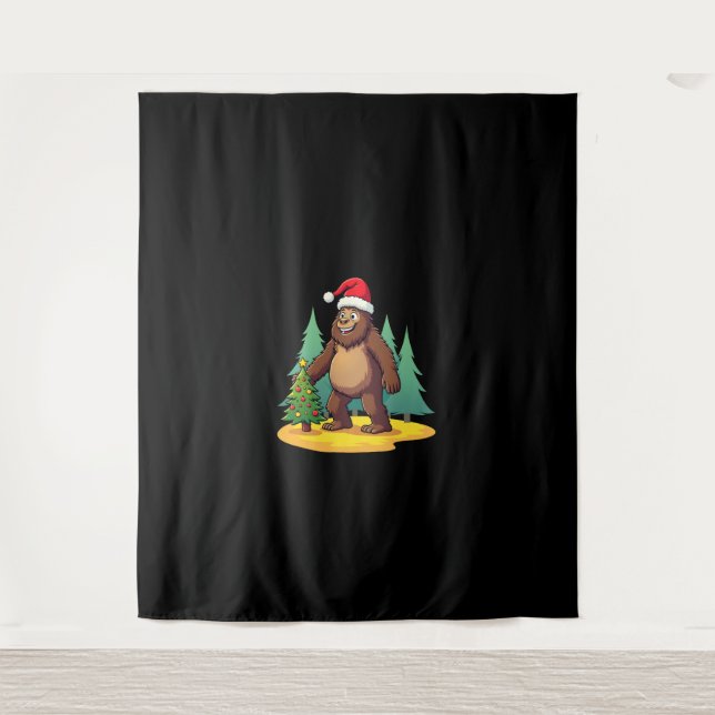 Bigfoot-Weihnachtsbaum-Santa-Mütze (2) Wandteppich (Vorderseite)