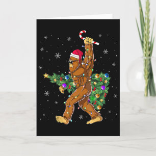 Bigfoot-Weihnachtsbaumlichter Sasquatch-Liebhaber Karte