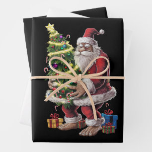 Bigfoot-Weihnachtsbaumlichter Xmas Sasquatch-Fan Geschenkpapier Set