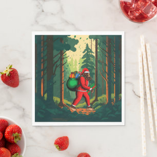 Bigfoot Weihnachtsmann Geschenksack Serviette