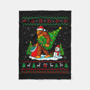 Bigfoot Weihnachtsmann hässlicher Weihnachtsbaum l Fleecedecke