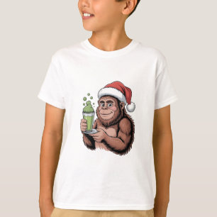 Bigfoot Weihnachtsmann Lustiger Sasquatch hält Mat T-Shirt