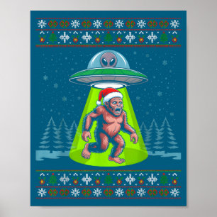 Bigfoot Weihnachtsmann Ufo Sasquatch Lustiger Häss Poster