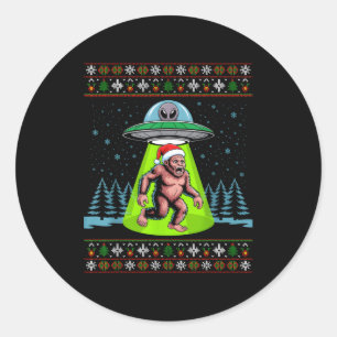 Bigfoot Weihnachtsmann Ufo Sasquatch Lustiger Häss Runder Aufkleber