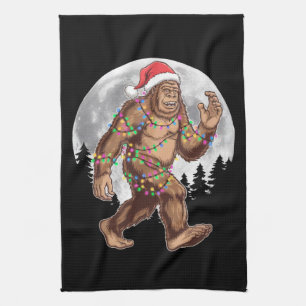 Bigfoot Weihnachtsmann Weihnachtsbaum Lichter Xmas Geschirrtuch