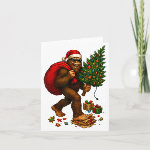 Bigfoot Weihnachtsmann Weihnachtsbaum Lichter Xmas Karte