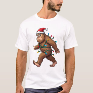 Bigfoot Weihnachtsmann Weihnachtsbaum Lichter Xmas T-Shirt