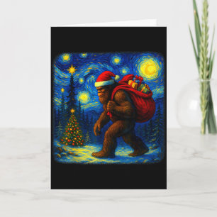 Bigfoot Weihnachtsmann Weihnachtsstern Nacht Sasqu Karte