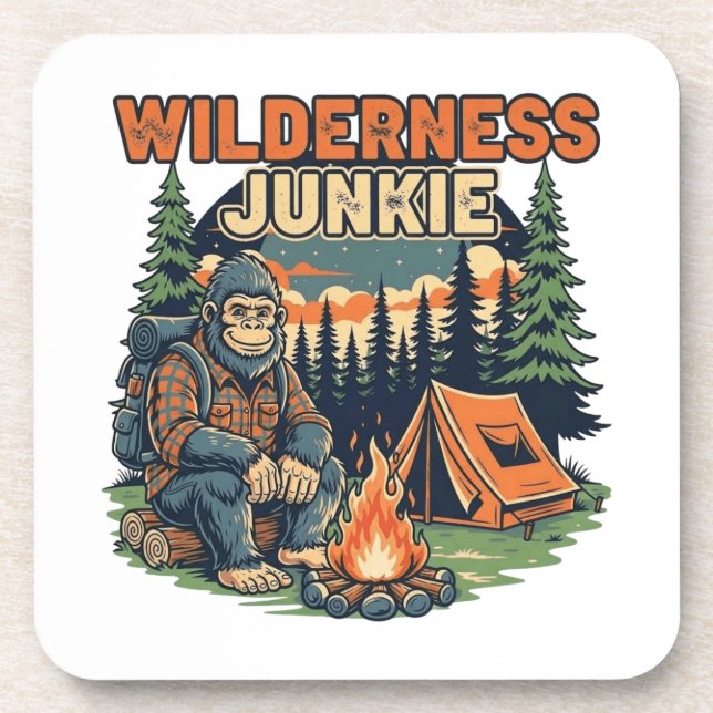 Bigfoot Wildness Junkie Retro-Design Getränkeuntersetzer (Vorderseite)